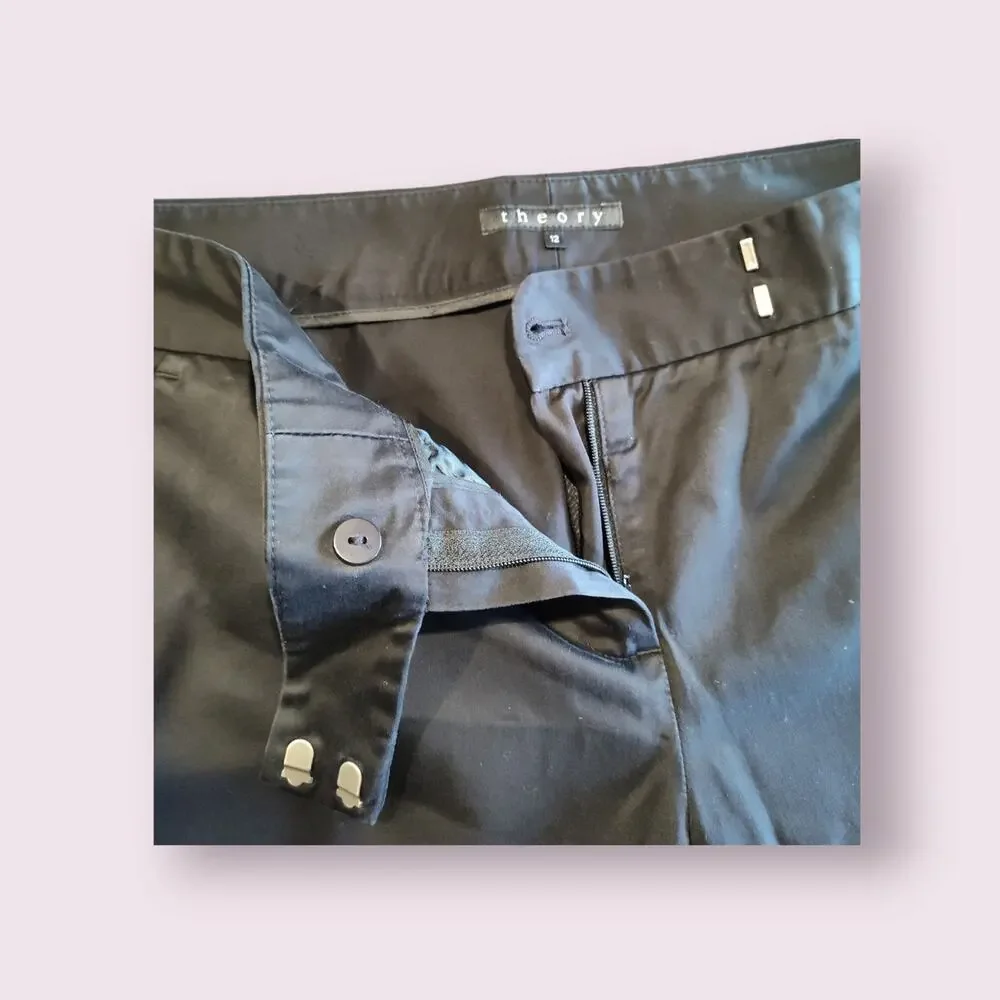 Theory Women's Chino Wide Flare Leg‎ Dress Pants Black Size 12